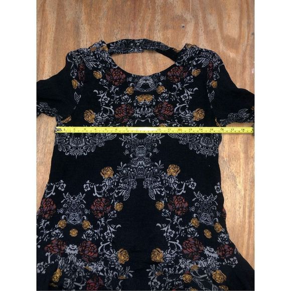 Free People Smooth Talker Tunic Dress Raven Black Floral, Sz Small, MP $128 - Picture 9 of 10